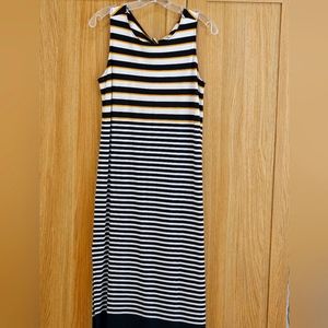 LOFT Black, White, and Gold Sleeveless Dress